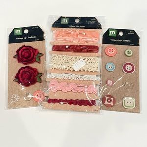 Vintage hip embellishments cards scrapbooking paper crafts ribbon buttons